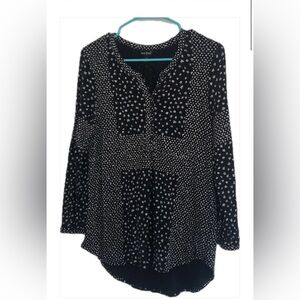 Lucky Brand Black and White Long Sleeve Blouse